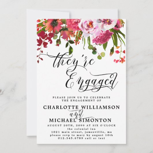 Aankondiging van het Verloving van roze en rode Fl (Voorkant)