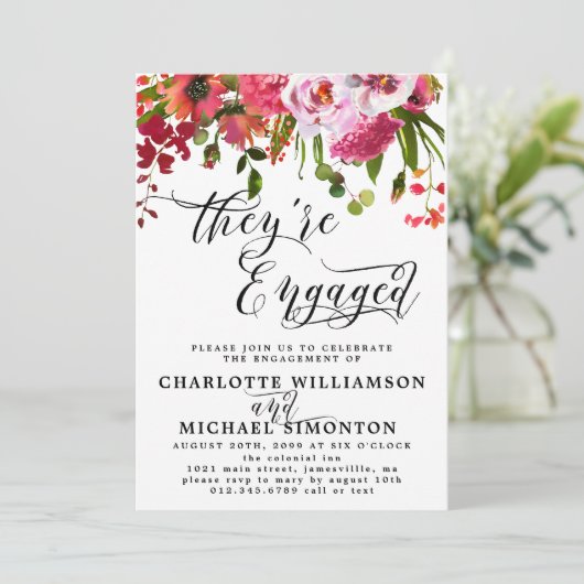 Aankondiging van het Verloving van roze en rode Fl (Staand voorkant)