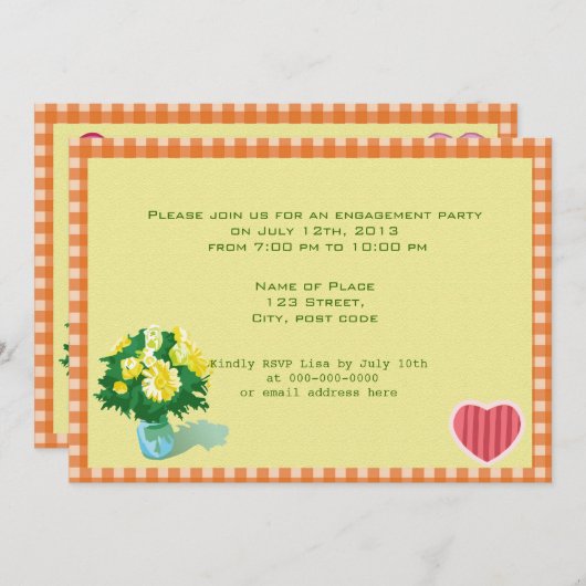 Aankondiging van het verloving voor een bruiloft i (Voorkant / Achterkant)