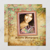 Aankondiging van het Vintage Floral Grunge-Afstude (Voorkant / Achterkant)