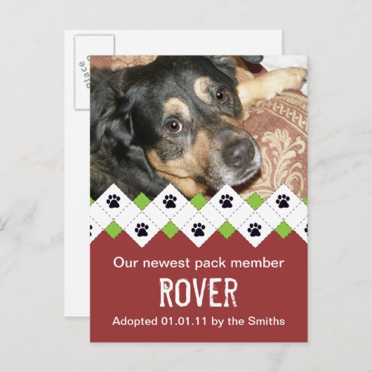 Aankondiging van honden- en papaveradoptie (Voorkant / Achterkant)