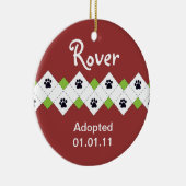 Aankondiging van honden- en papaveradoptie keramisch ornament (Rechts)