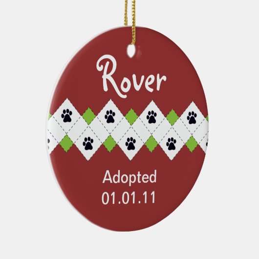 Aankondiging van honden- en papaveradoptie keramisch ornament (Rechts)