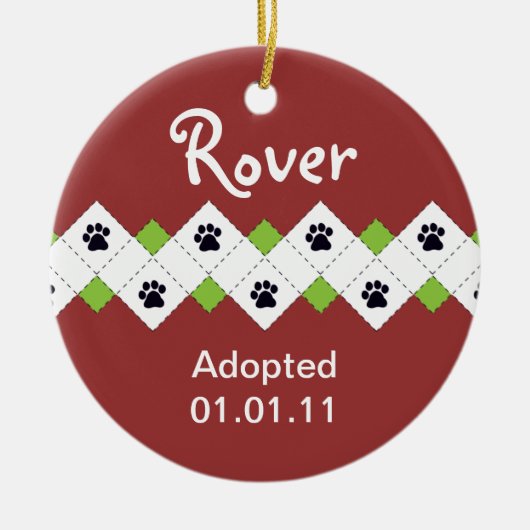 Aankondiging van honden- en papaveradoptie keramisch ornament (Voorkant)