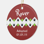 Aankondiging van honden- en papaveradoptie keramisch ornament (Links)