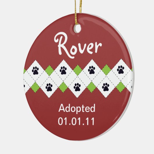 Aankondiging van honden- en papaveradoptie keramisch ornament (Links)