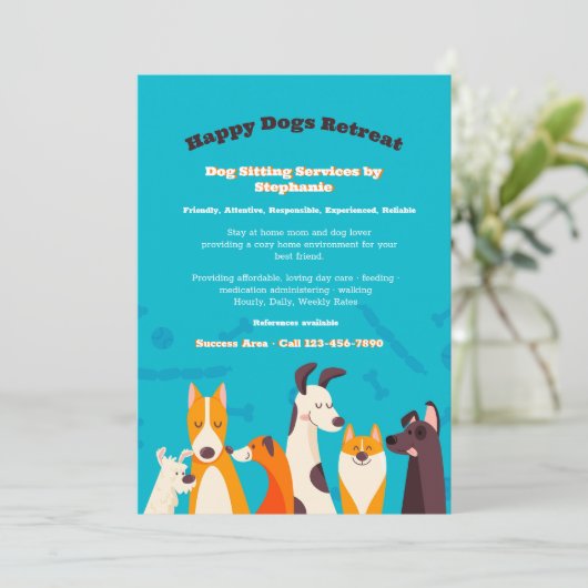 Aankondiging van hondenzitservices (Staand voorkant)