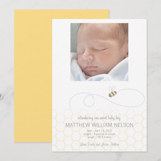 Aankondiging van Honeycomb-Baby (Voorkant / Achterkant)