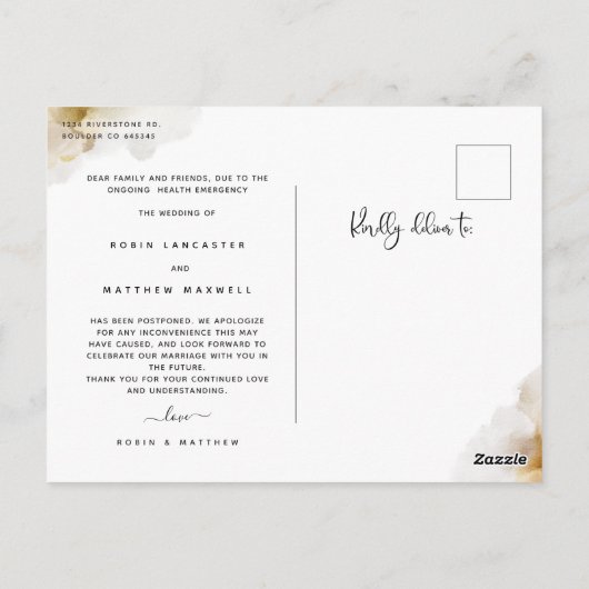 Aankondiging van honingwedstrijden uitstellen Wate Briefkaart (Achterkant)