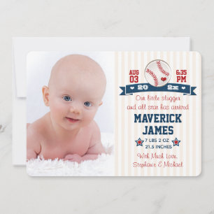 Aankondiging van honkbal Baby Birth met foto's