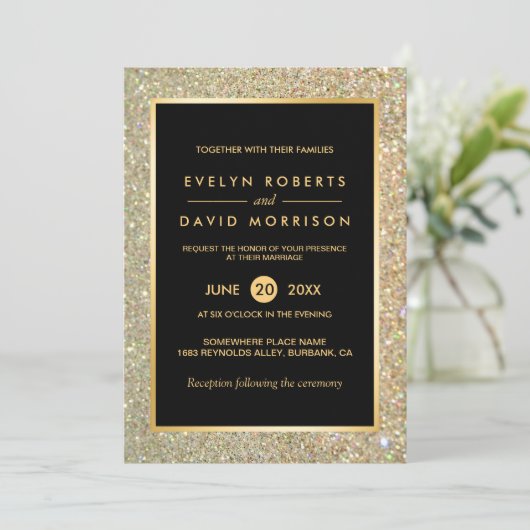 Aankondiging van huwelijk Elegant Gold Glitter Spa (Staand voorkant)