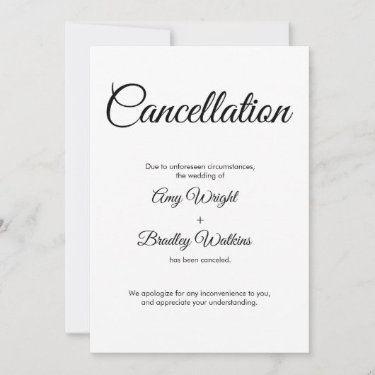 Aankondiging van huwelijksannulering Elegante Kaar (Voorkant)