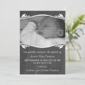 Aankondiging van Ivory Elegant Chalkboard-Baby (Staand voorkant)