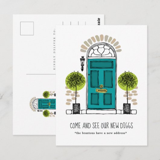 Aankondiging van Jade-deur-beweging Briefkaart (Voorkant / Achterkant)