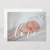 Aankondiging van je babyfoto met script en liefde briefkaart (Voorkant / Achterkant)