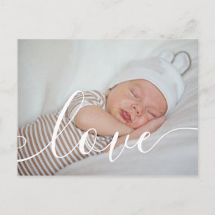 Aankondiging van je babyscript met liefde briefkaart