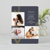 Aankondiging van Joy Blue Birth Gold Foil Holiday (Staand Voorkant)
