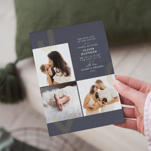 Aankondiging van Joy Blue Birth Gold Foil Holiday
