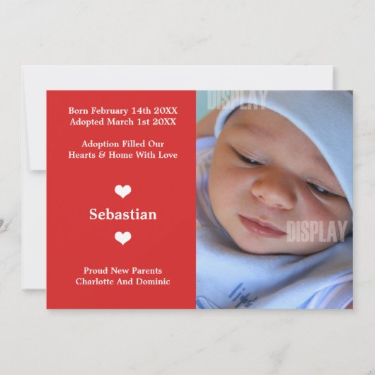 Aankondiging van kleine nieuwe babyadoptie (Voorkant)