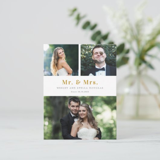 Aankondiging van kleurhuwelijk met onbewerkte coll briefkaart (Staand voorkant)