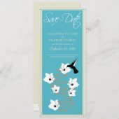 Aankondiging van kolibrie save-the-date (waterblau (Voorkant / Achterkant)