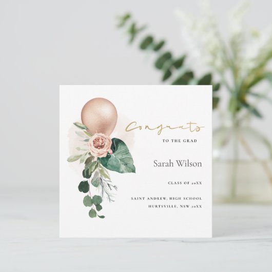 AANKONDIGING VAN KUSTBALLOON FLORAL AFSTUDEERDER (Staand voorkant)