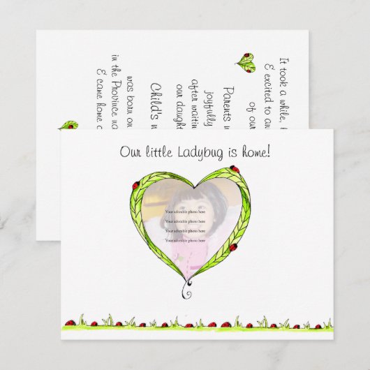 Aankondiging van Ladybug-adoptie (Voorkant / Achterkant)