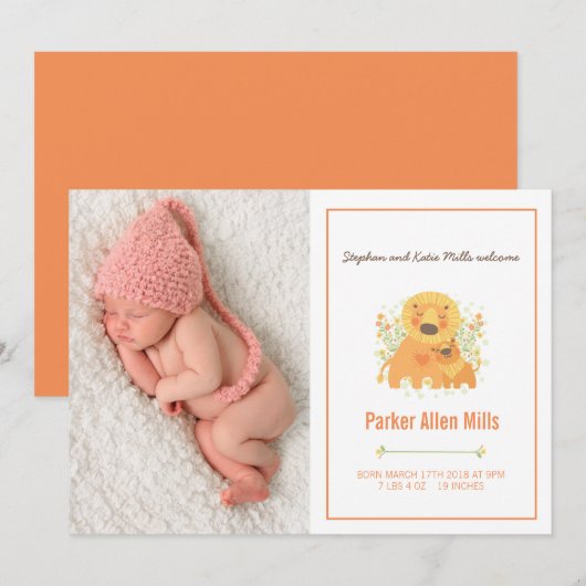 Aankondiging van Lion Cub Birth (Voorkant / Achterkant)