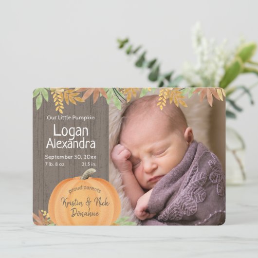 Aankondiging van Little Pumpkin Birth (Staand voorkant)