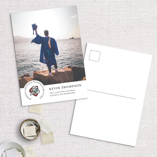 Aankondiging van Logo en foto-Afstuderen op school Briefkaart