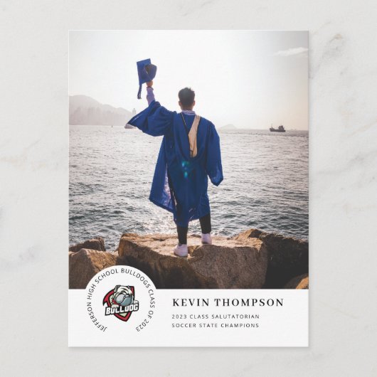 Aankondiging van Logo en foto-Afstuderen op school Briefkaart (Voorkant)