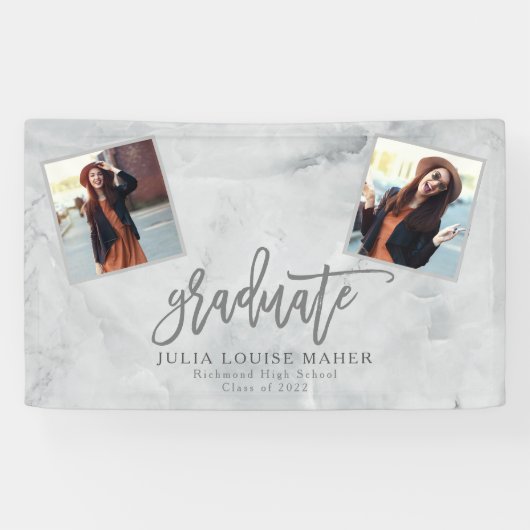 Aankondiging van MARBLE AND ROOS GOLD AFSTUDEREN Spandoek (Horizontaal)