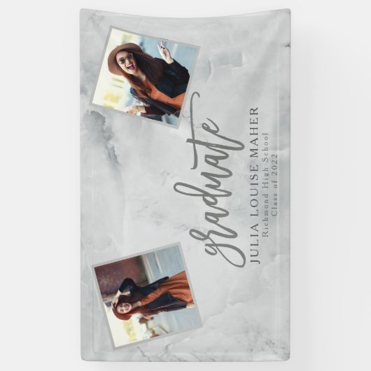 Aankondiging van MARBLE AND ROOS GOLD AFSTUDEREN Spandoek (Verticaal)