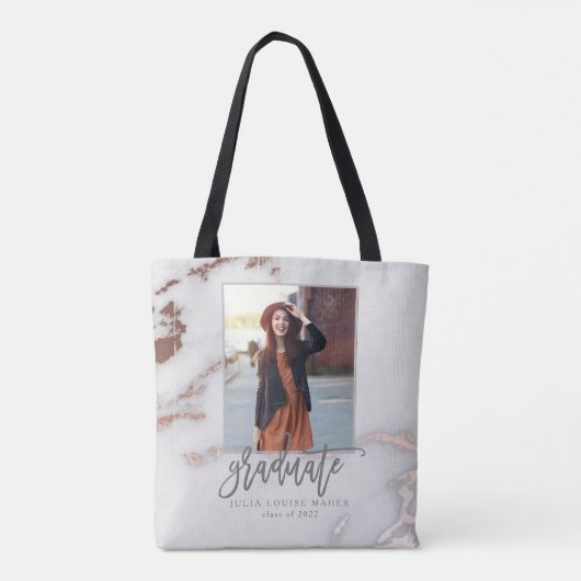Aankondiging van MARBLE AND ROOS GOLD AFSTUDEREN Tote Bag (Achterkant)