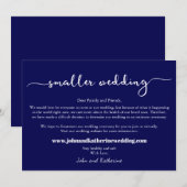 Aankondiging van marineblauw-legant kleinste huwel (Voorkant / Achterkant)