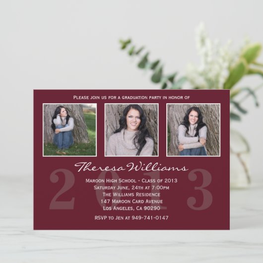 Aankondiging van Maroon Afstuderen (Staand voorkant)