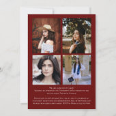 Aankondiging van maroon Gold Confetti Afstuderen (Achterkant)