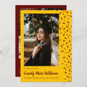 Aankondiging van maroon Gold Confetti Afstuderen (Voorkant / Achterkant)