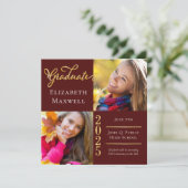 Aankondiging van Maroon Gold Photo Afstuderen | Pa (Staand voorkant)