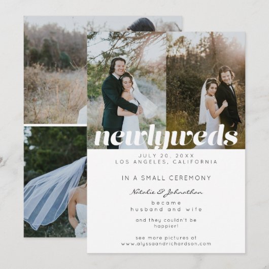 Aankondiging van meervoudige foto-Passen getrouwd  (Voorkant / Achterkant)