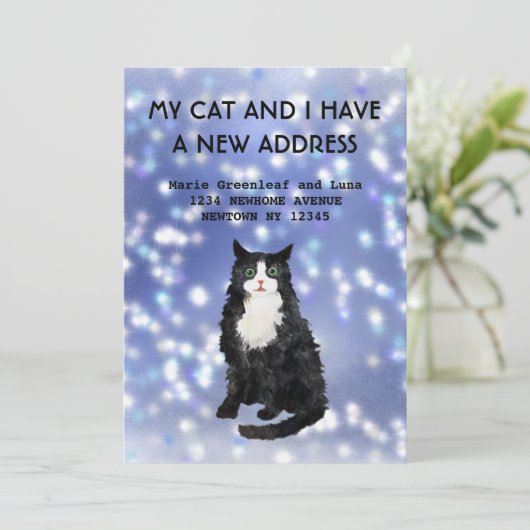 Aankondiging van mijn verhuizing met mijn kat (Staand voorkant)
