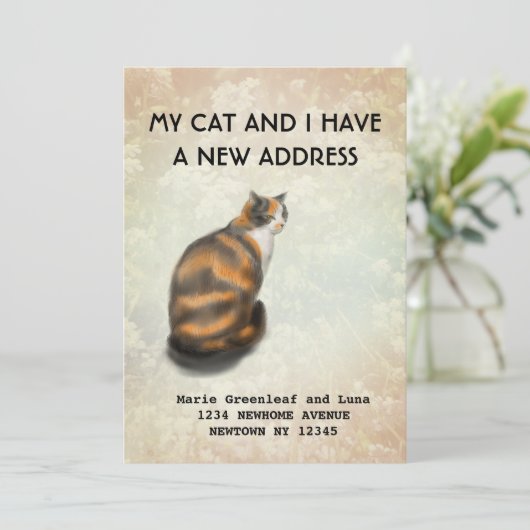 Aankondiging van mijn verhuizing met mijn kat (Staand voorkant)