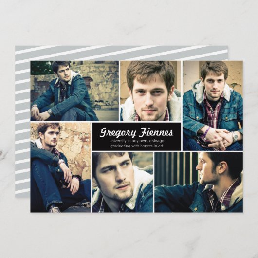 Aankondiging van modern 6-fotoAfstuderen (Voorkant / Achterkant)