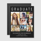 Aankondiging van modern 8-fotozwart Afstuderen (Voorkant / Achterkant)