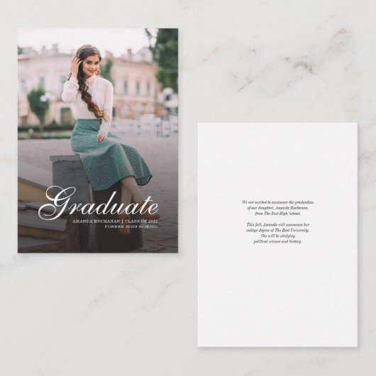 Aankondiging van modern Afstuderen Fotoscript (Voorkant / Achterkant)