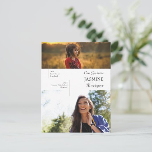 Aankondiging van modern Afstuderen voor foto's en  Briefkaart (Staand voorkant)