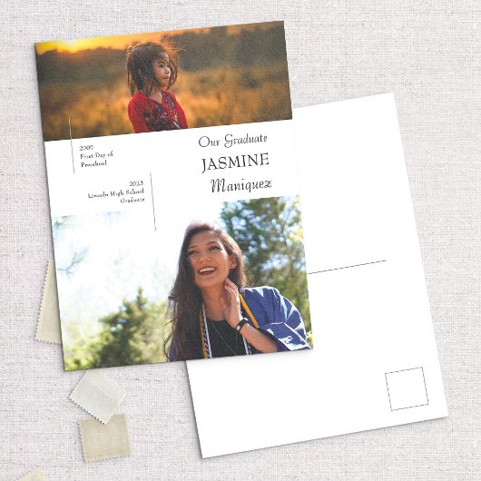 Aankondiging van modern Afstuderen voor foto's en  Briefkaart