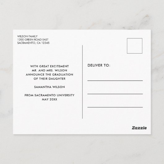 Aankondiging van modern Afstuderen voor script fot Briefkaart (Achterkant)