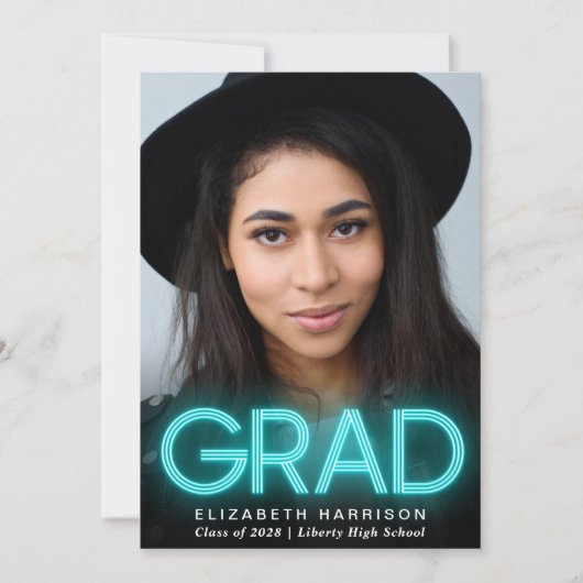 Aankondiging van modern Blauwgroen blauw Afstudere (Voorkant)