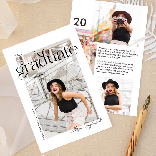 Aankondiging van modern en minimaal fotoAfstuderen